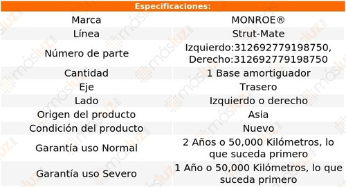 (1) Base Amortiguador Tra Der O Izq Rabbit Convertible 80/84 Foto 2