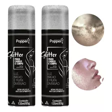 Kit 2 Spray Popper Glitter P/ Cabelo Corpo Brilho Removível