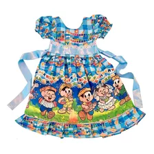 Vestido Infantil Junino Menina Festa Com Forro