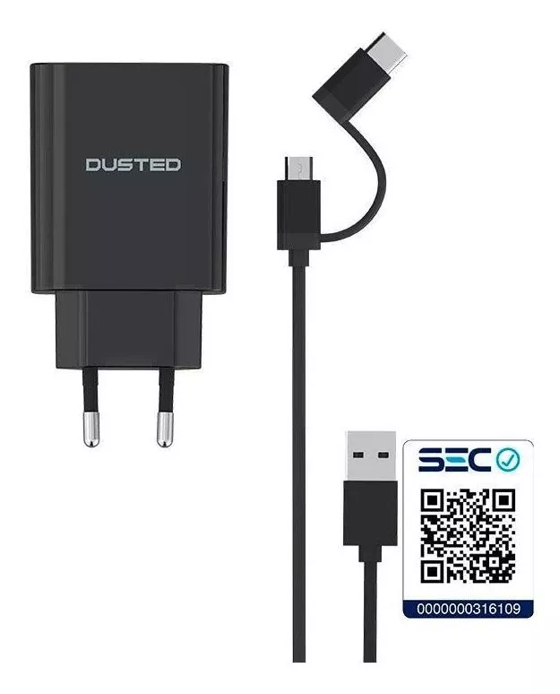 Cargador Usb Quick Charge Dual Micro-usb / Usb-c Dusted