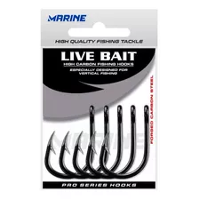 Anzol Live Bait Nº 5/0 Black Nickel Marine Sports - 20 Peças