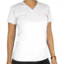 Playera Blanca P/sublimación Tacto Algodón Cuello V