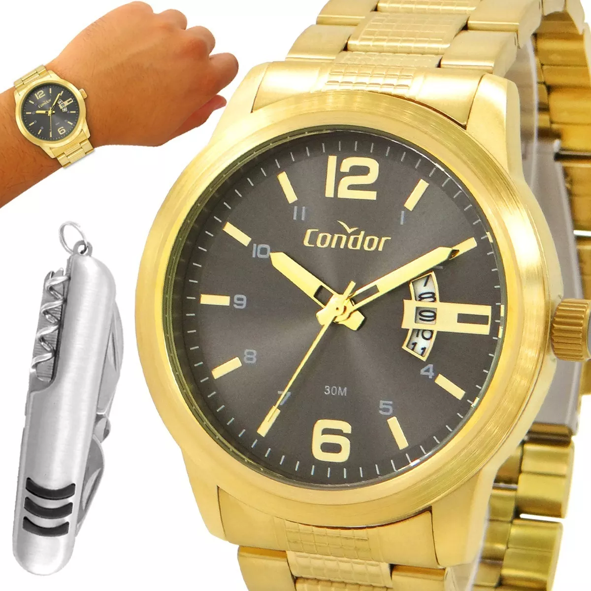 Relógio Masculino Dourado Condor Ouro 18k Garantia Original