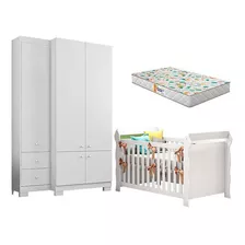 Berço Americano Lara E Guarda Roupa Infantil B22052 Branco