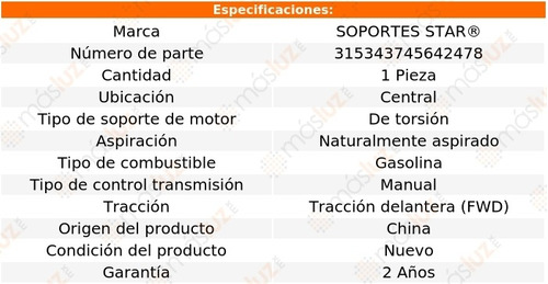 1) Soporte Motor Ctral Nissan Sentra 1.8l 4 Cil Std 00/04 Foto 2
