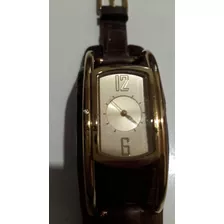 Reloj Mujer Dkny Metal Dorado Y Malla De Cuero Marrón 