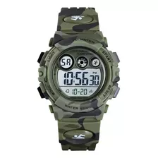 Reloj Skmei 1547 Para Niños Digital Sumergible Camuflado Color De La Correa Camuflado Verde Color Del Bisel Azul Claro Color Del Fondo Gris