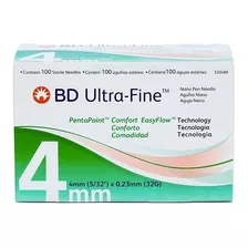 Agulha Para Caneta Bd Ultra-fine 4 Mm Com 100 Unidades