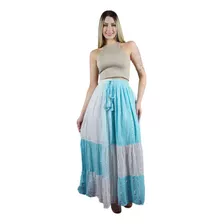 Saia Indiana Longa Degradê Pf-188 Com Cordão Casual Boho