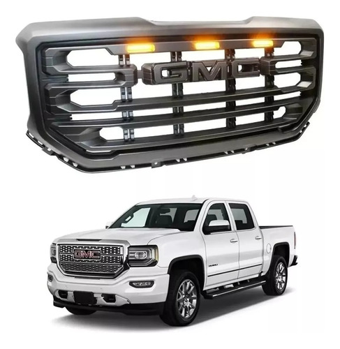 Parrilla Negro Frente Gmc Sierra 2016-2018 1500 Incluye Leds Foto 4