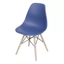 Cadeira De Jantar Boxbit Dkr Eames Base Madera, Estrutura De Cor Azul-marinho, 1 Unidade