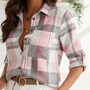 Camisa Feminina Social Casual Manga Longa Pink Listras 2xl