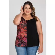 Regata Feminina Plus Size Visco Sublimado Lateral - Serena