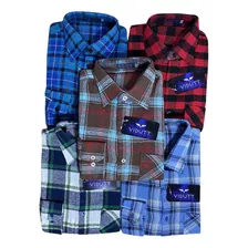  Kit 5 Camisas Masculina Country Xadrez Flanelada Ref: 1109