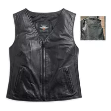 Colete Feminino Em Couro Harley-davidson Tamanho P E M