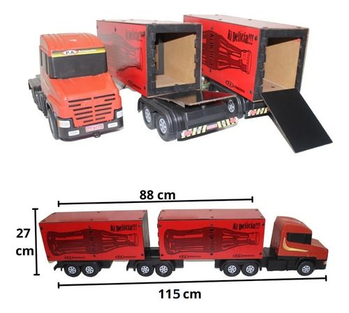 Caminhão de Brinquedo Refrigerante Baú em Madeira e Plástico - Mixtou