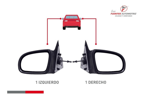 Kit Espejo Lateral Izq Der Control Manual Chevy C2 2005 2006 Foto 2