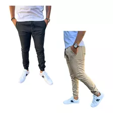 Kit 2 Calças Jogger Jeans / Sarja Masculina Punho Elástico