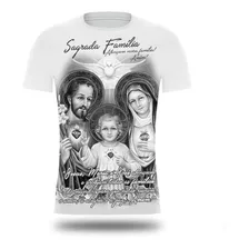 Camisa Camiseta Religiosa Sagrada Família Branca