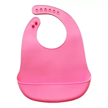 Babador Impermeável Silicone Bolso Cata Migalhas Azul Rosa