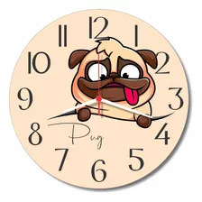 Relógio Parede Cachorro Pet Shop Pug Estimação Dog 30cm
