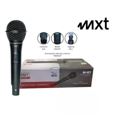Microfone Dinâmico Profissional Mxt M-k1 Metal Fio 3m Od 5mm Cor Preto