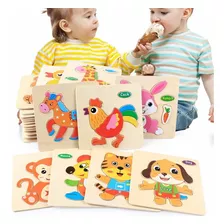 Juguete De Madera Rompecabezas Puzzles Niños Set 12