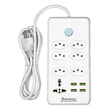 Extensão Régua Elétrica 7 Tomadas Com 4 Usb Bivolt 110v/220v Cor Branco 127v/220v