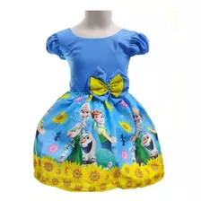 Vestido Infantil Tematico Frozen Pérola Luxo Girassol 