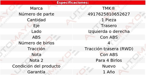 1 - Maza Tras Izq/der Con Abs Tmk 545i V8 4.4l Bmw 04-05 Foto 2