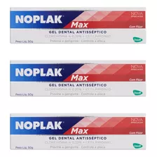 Gel Dental Com Flúor Antisséptico Noplak Max 50g Kit C/3