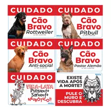 Placa Advertência Cuidado Cão Bravo Raças 30cm X 21cm X 3mm