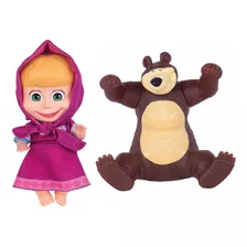 Kit Boneca Masha E Urso Em Vinil 18 Cm Originais Cotiplas