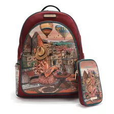 Mochila Nicole Lee Estampada Con Bolsita Extra Ss24 Color Heaven On Earth