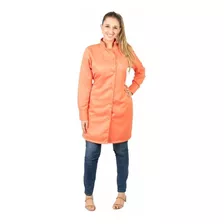 Jaleco Feminino Botão Plussize Gabardine Manga Longa Laranja