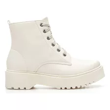 Bota Coturno Feminino Tratorado Salto Alto Plataforma Branco