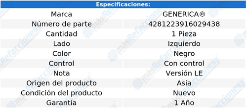 (1) Espejo Lateral Izq C/control Generica Voyager 84_90 Foto 2