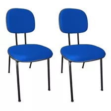 Kit 2 Cadeiras Secretaria Fixa Pé Palito Jserrano Azul