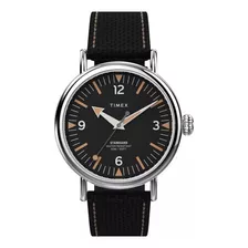 Reloj Timex Waterbury Standard 40mm Tw2v44000 Color De La Malla Negro Color Del Bisel Plata Color Del Fondo Negro