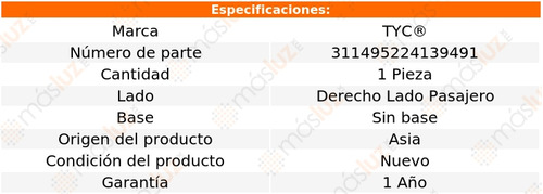 1- Faro Denlantero Derecho S/base Dodge Shadow 1989/1994 Tyc Foto 2