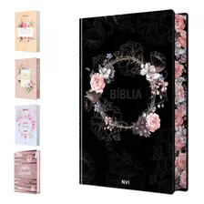 Biblia Sagrada Feminina - Nvi | Flores Rosa Evangélica | Capa Dura 