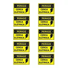 Placa Perigo Cerca Elétrica Kit 10pç Facil Instalação 18x11