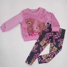 Conjunto Em Pelo Infantil Carinhoso Menina Com Legging 1-2-3