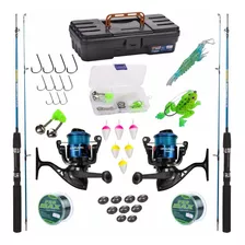 Kit De Pesca 10kg C/ 2 Varas + 2 Molinetes + Itens