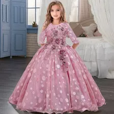 Vestido De Niña De Fiesta Mini-mi Modelo Aura Rosa Viejo