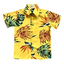 Camisa Havaiana Menino Floral Manga Curta Infantil Promoção