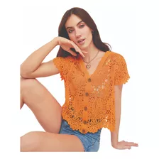 Blusa Casual Mujer Naranja Tejida 997-16