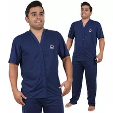 Pijama Masculino Longo Aberto Botão Cirurgia Americano Bonit