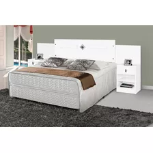 Cabeceira Mesa Lateral Cama Box Casal Queen Lara - Branco