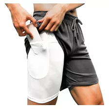 Gym Short Con Licra Deportiva 2 En 1 Hombre Correr Ejercicio